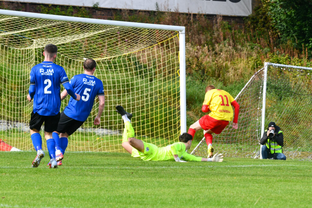Owen Ronald (Albion Rovers) scores his side's first goal. 